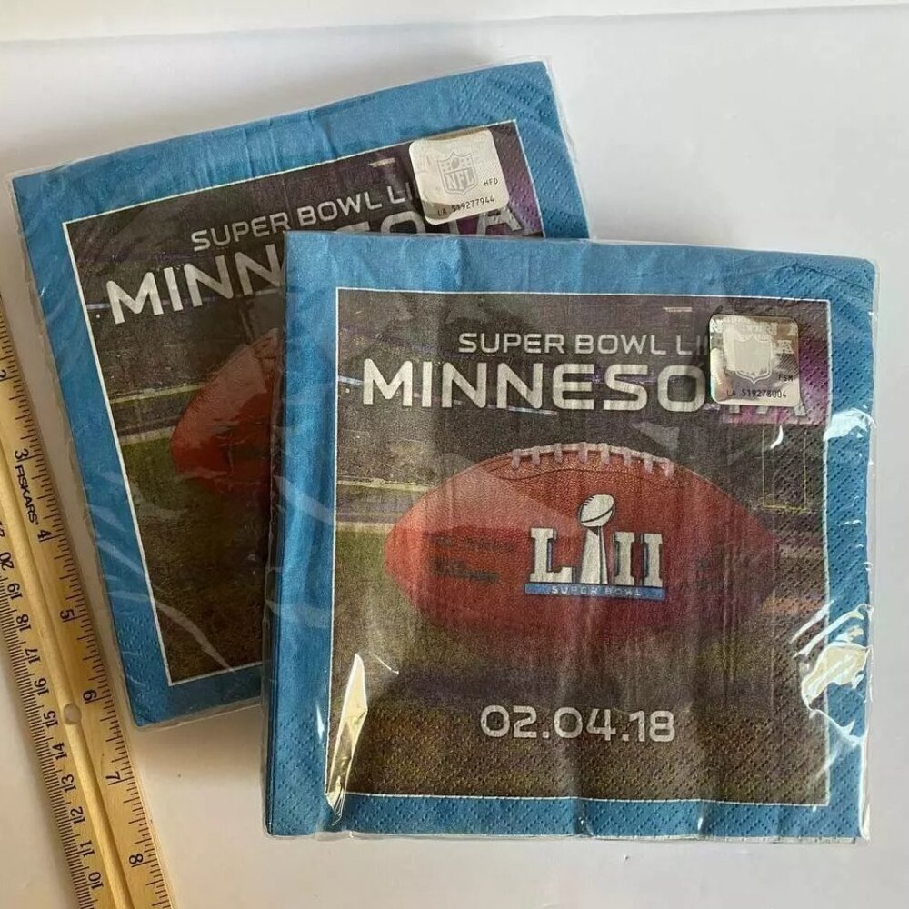 Super Bowl LII 2018 Minnesota 16 ct Lunch Napkins Paper Superbowl 52 (2 Packs)